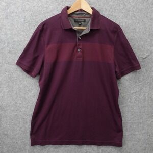 Burgundy Red Polo Shirt Mens LARGE Chevron Stripe BANANA REPUBLIC Luxury Touch